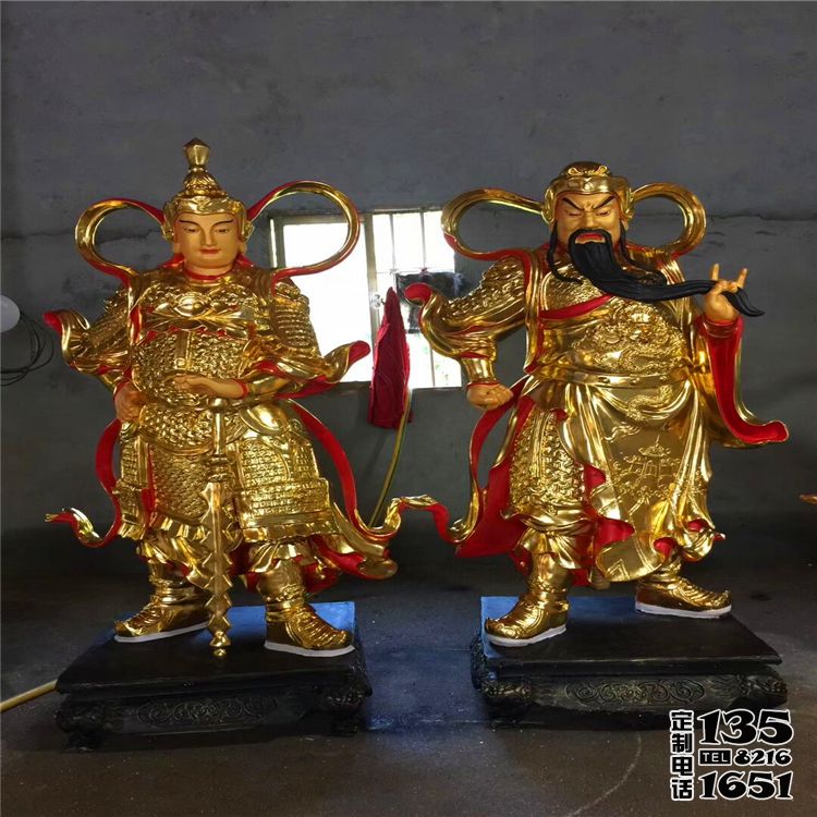 玻璃鋼彩繪漆金寺廟庭院關(guān)公雕塑