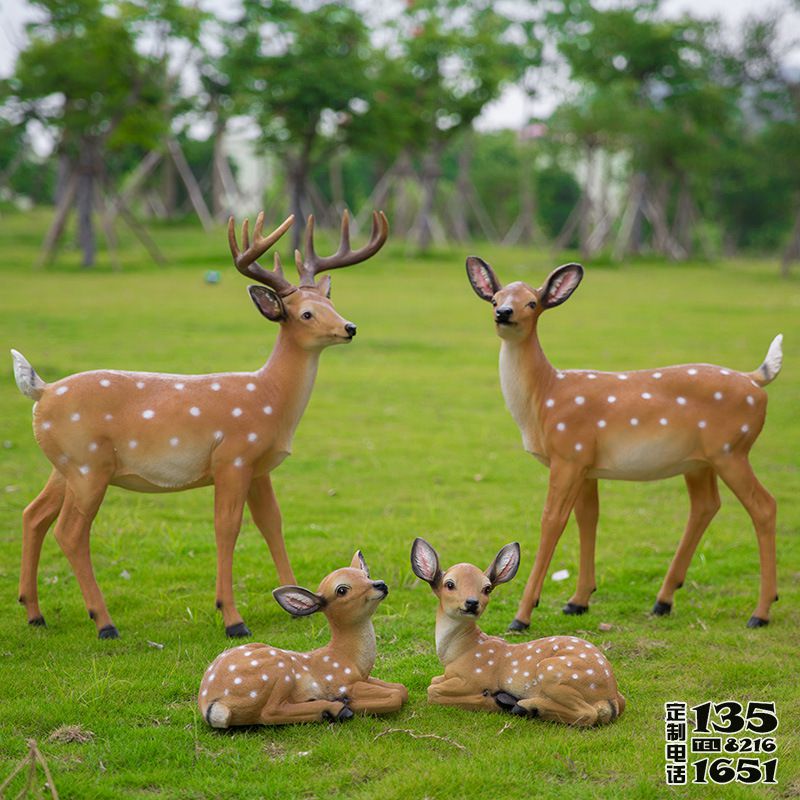 公園玻璃鋼仿真動(dòng)物梅花鹿雕塑